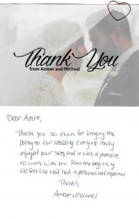 Wedding band thank you card Amber